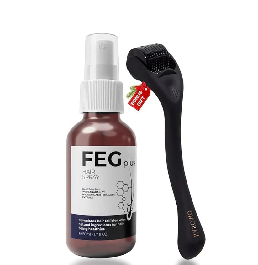 FEG Hair Growth Spray Plus Derma Roller, Suitable For Both Men and Women
