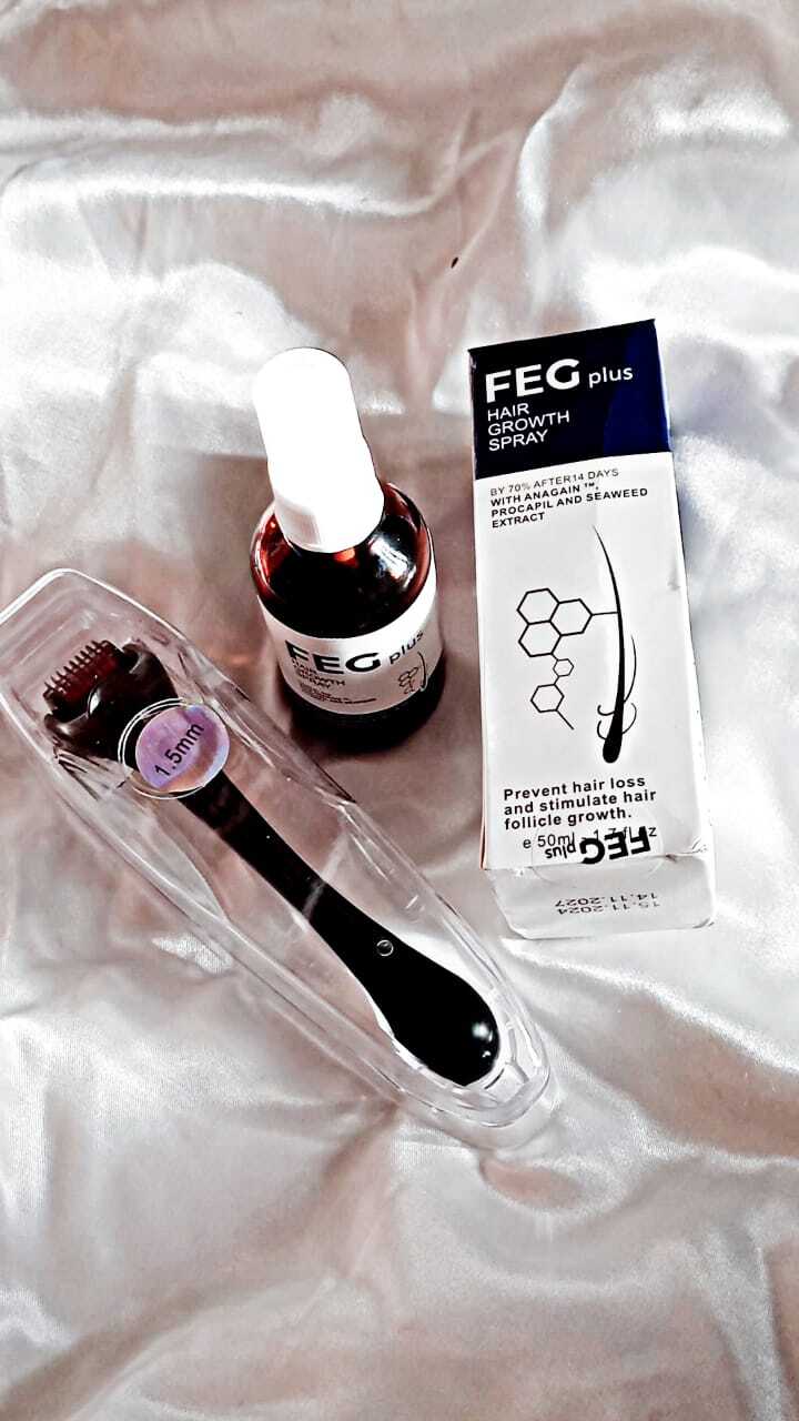 FEG Hair Growth Spray Plus Derma Roller, Suitable For Both Men and Women
